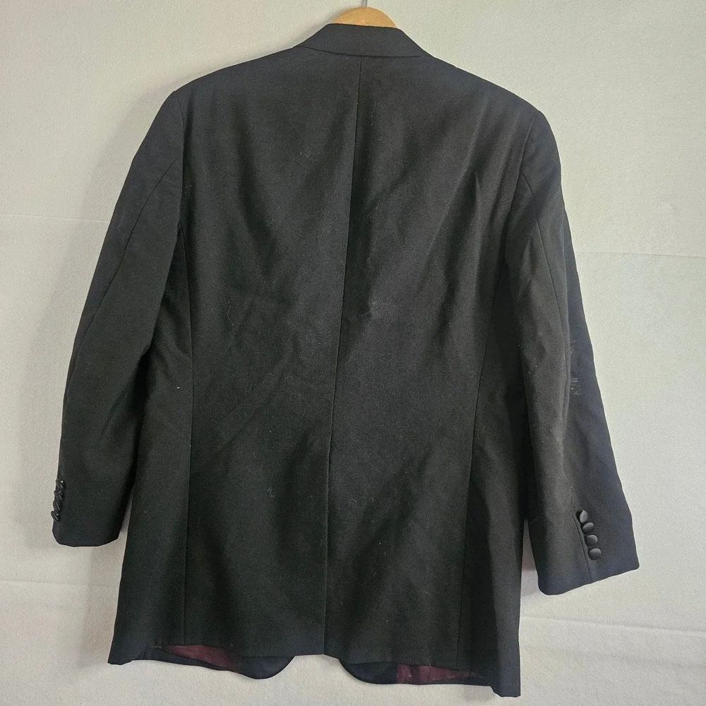 Chaps Ralph Lauren Mens Black Virgin Wool Tuxedo Jacket Satin Peak Lapel USA 40R